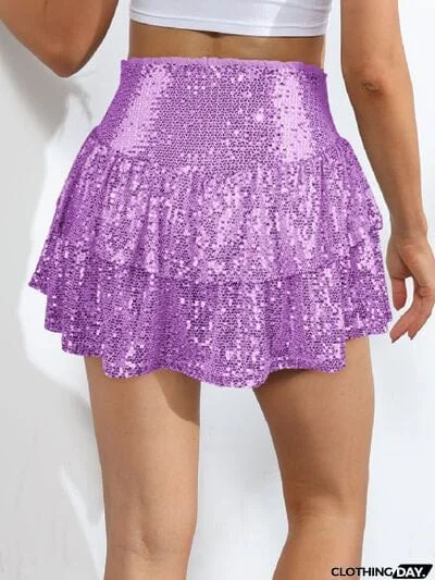 Sequin Layered Mini Skirt