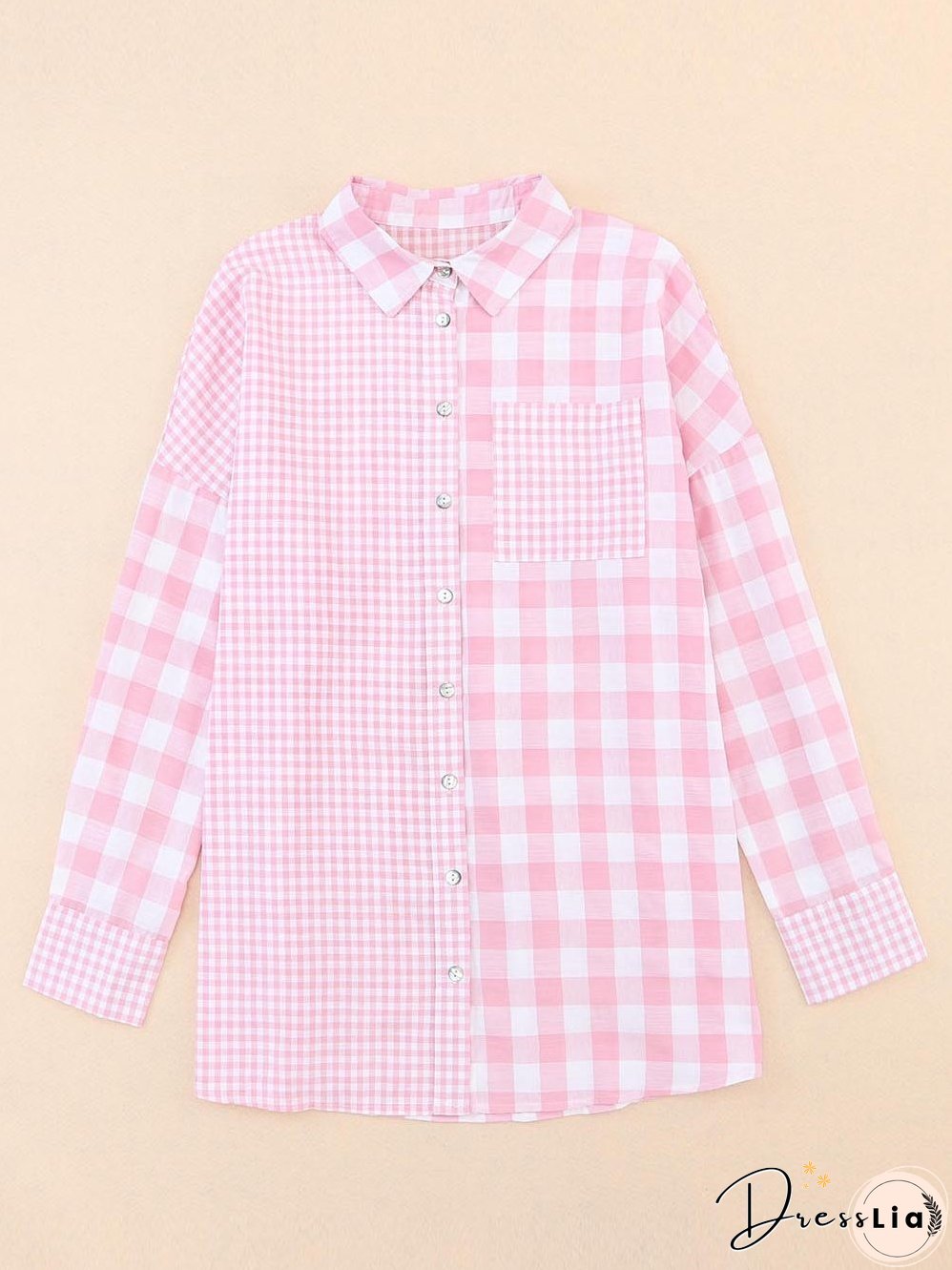 Casual Pink Gingham Top