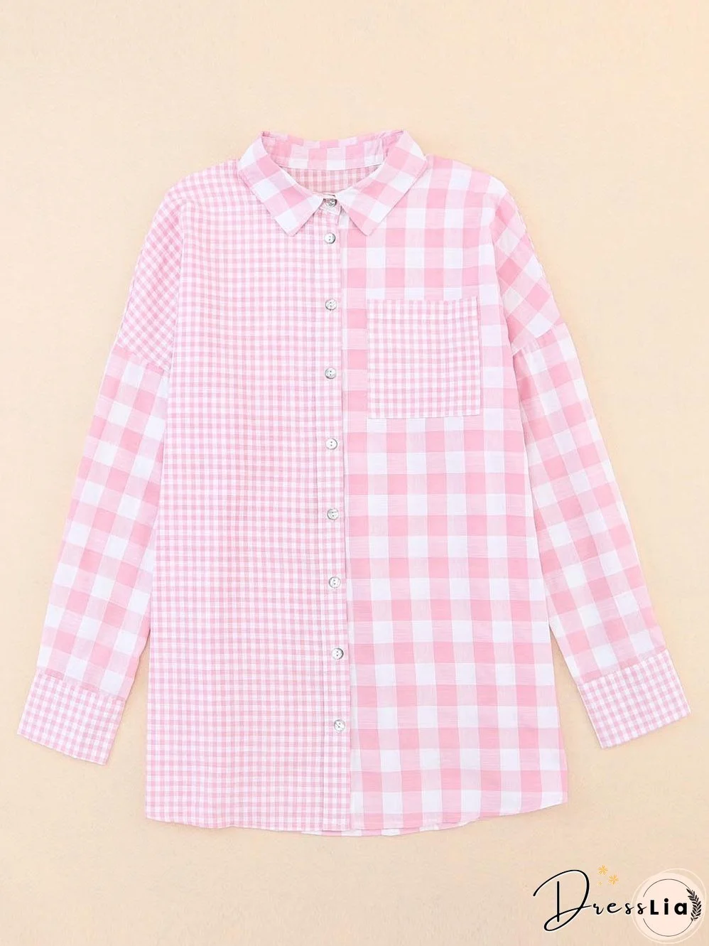 Casual Pink Gingham Top