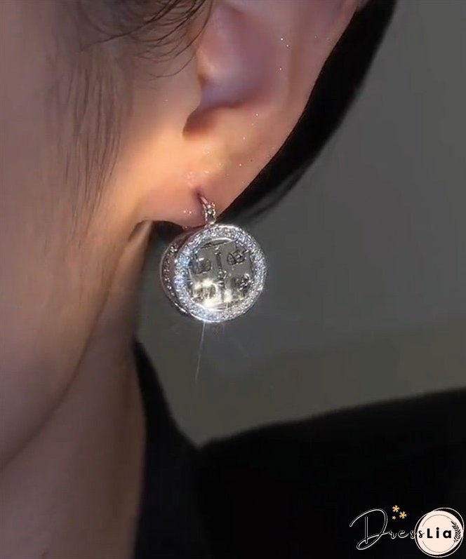 Modern Silk Metal Zircon Circle Drop Earrings