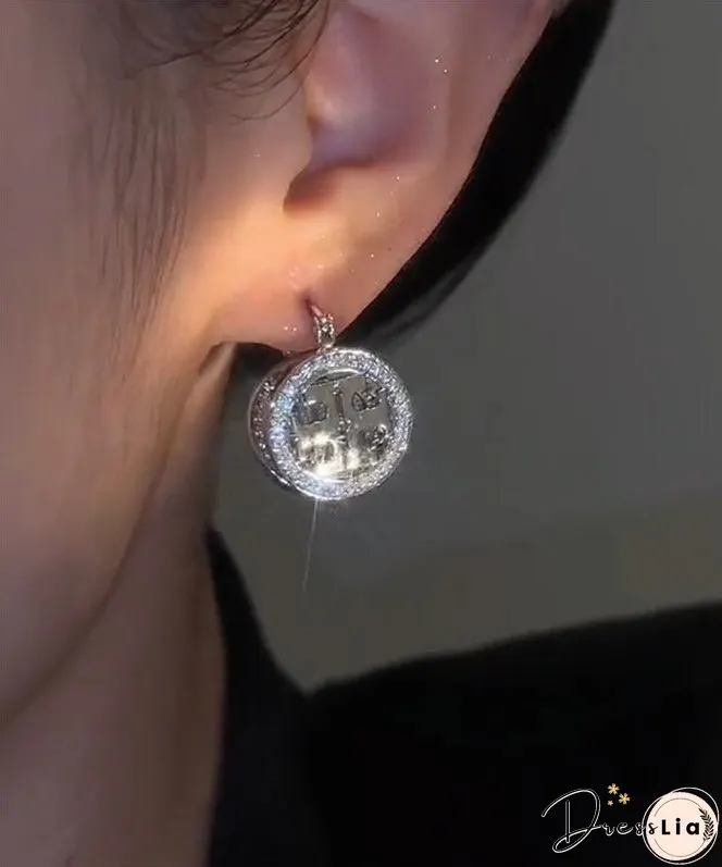 Modern Silk Metal Zircon Circle Drop Earrings