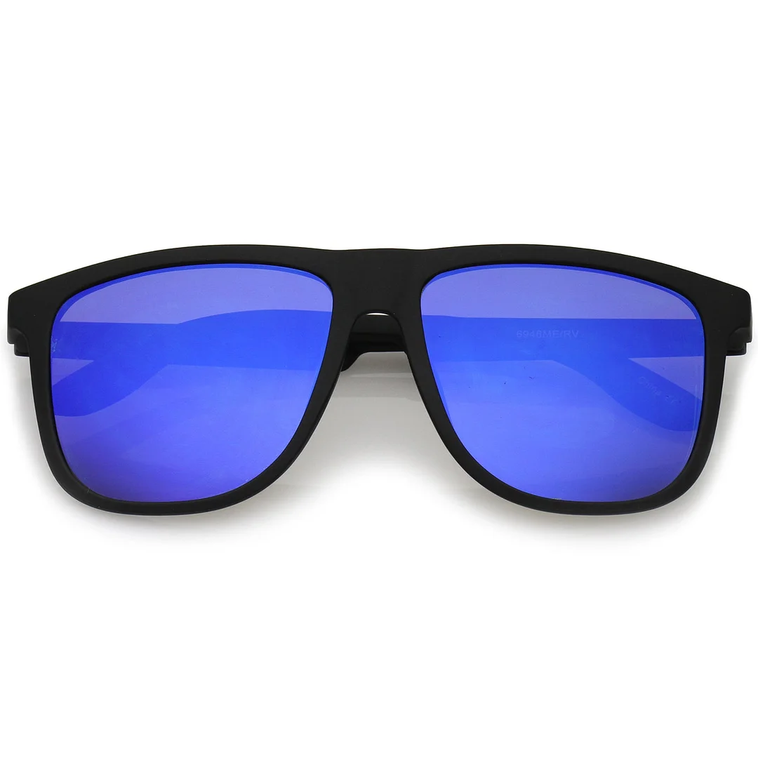 Lifestyle Rubberized Matte Flat Top Colored Mirror Square glasses 55mm