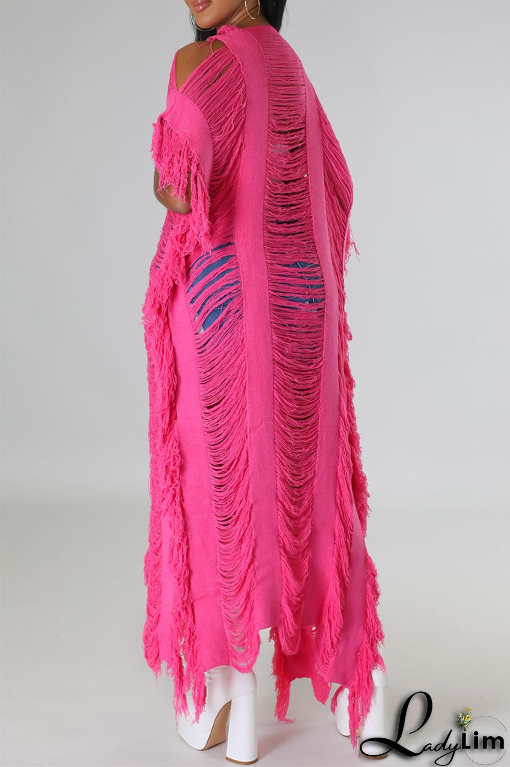 Black Fashion Casual Solid Tassel Patchwork Cardigan Outerwear