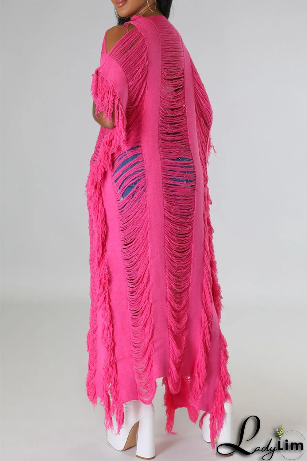 Black Fashion Casual Solid Tassel Patchwork Cardigan Outerwear