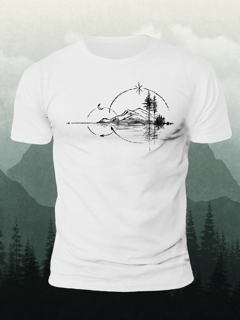 Men's Geometric Mountain Short-Sleeved Shirt