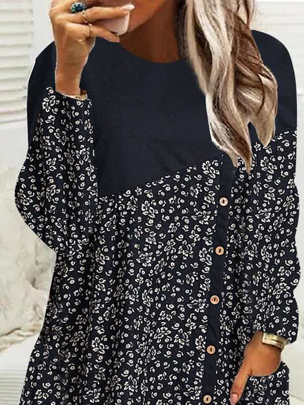 Women Half Sleeve V-neck Solid Color Dress