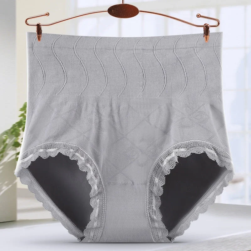 Women's Seamless High Waist Underwear Waist Cincher Corset Butt-lifting Lace Edge Cotton Crotch Briefs