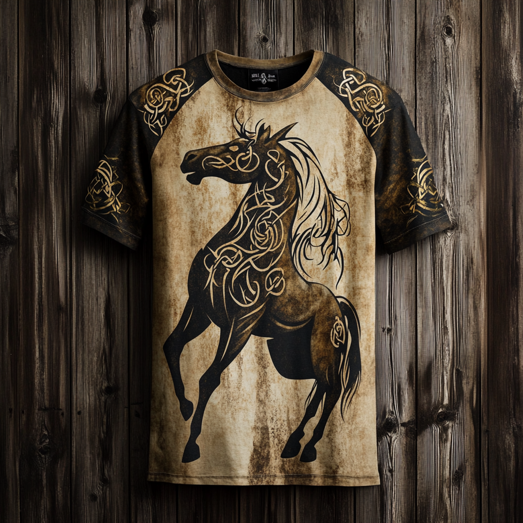 Men's Viking Nordic Sleipnir Totem Knot Vintage 3D Print T-shirt