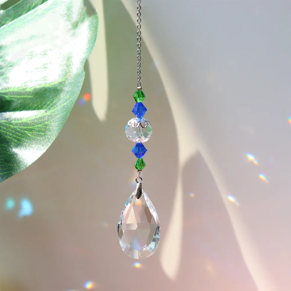 Crystal Glass Clear Chandelier Pendant Faceted Prism Part Hanging Decor G)