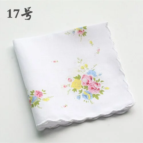Handkerchiefs Women Soft Floral Printing Cotton Elegant Classic Pockets Square Handkerchief Womens National Style Simple Trendy