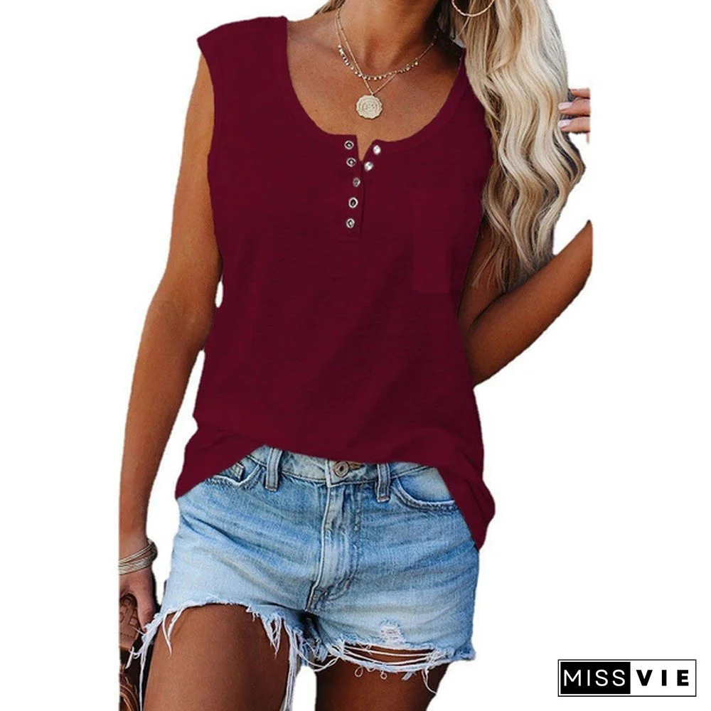 Summe New Fashion Women's Solid Color T-Shirts Casual Sleeveless Tops Loose Plus Size Tank Tops Soft and Comfortable Thin Top XS-5XL
