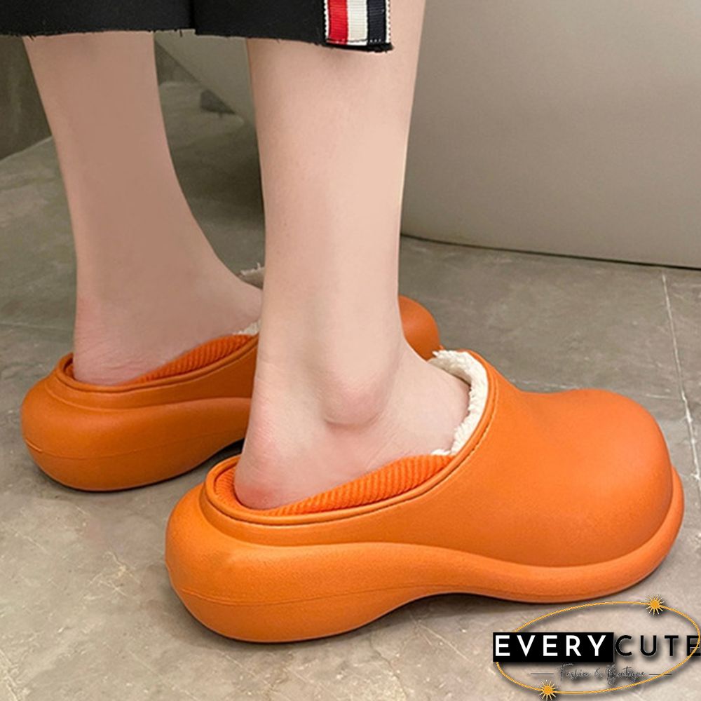 Waterproof Winter Shoes For Women Platform Cotton Slippers Warm Thick Soled Plush Flats Shoes