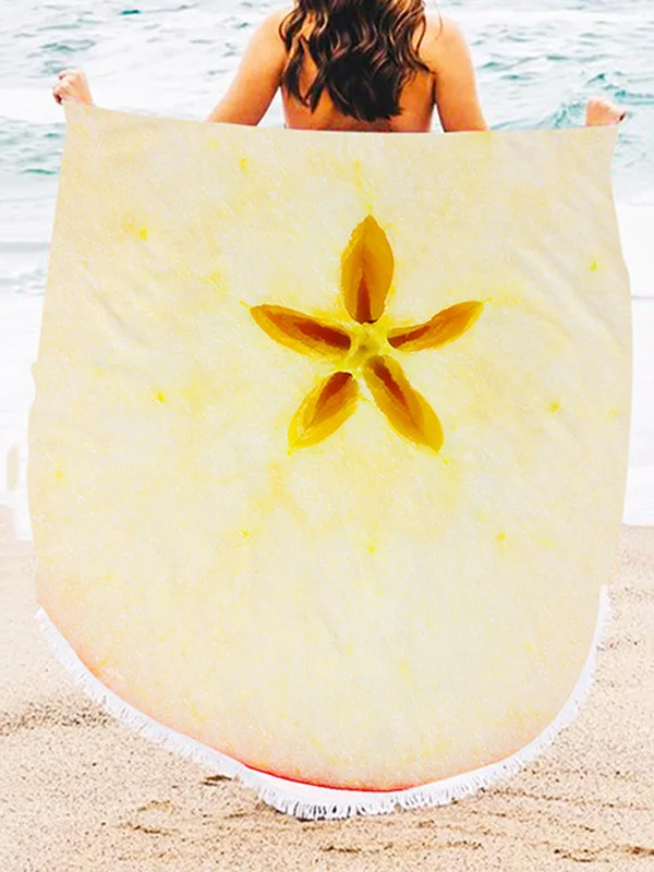 Fruit Printed Round Shape Quick-Drying Towel Beach Mat