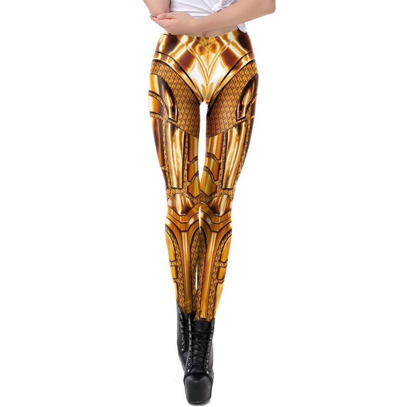 Wonder Women Gold Leggings Halloween Costumes-elleschic