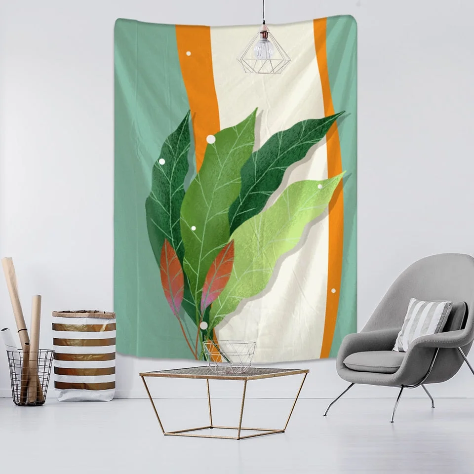 Plant Oil Painting Tapestry Wall Hanging Bohemian Hippie Witchcraft Mural Dormitory Study Aesthetics Room Home Decor