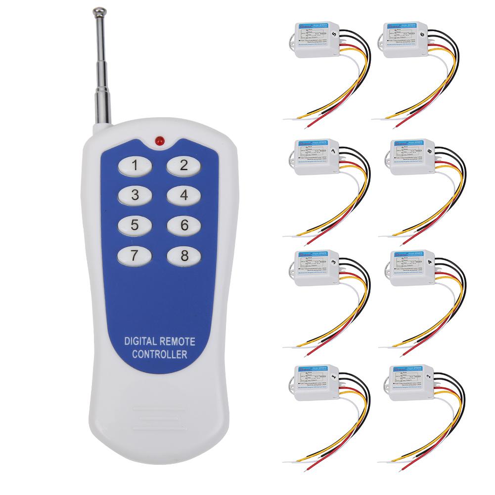 

8 Way ON/OFF 220V Wireless Remote Control Switch Digital Controller Light, 501 Original