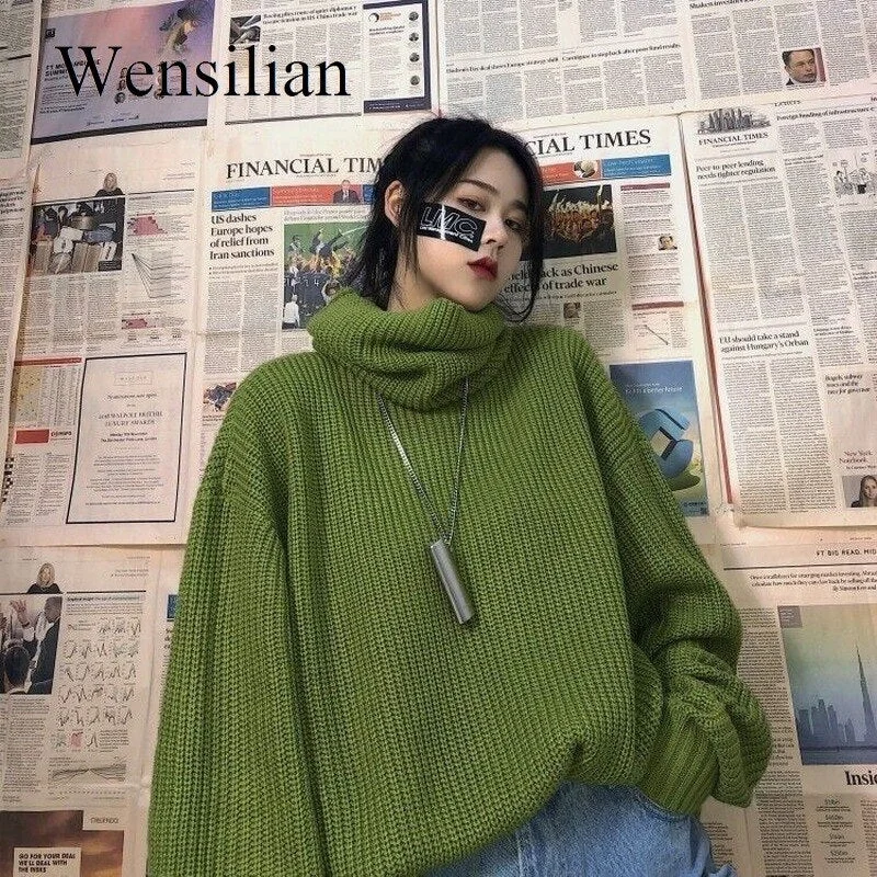Turtleneck Sweater Women Winter Long Sleeve Thickening Pullovers Female Warm Oversize Fashion Ulzzang Knitted Sweat Mujer