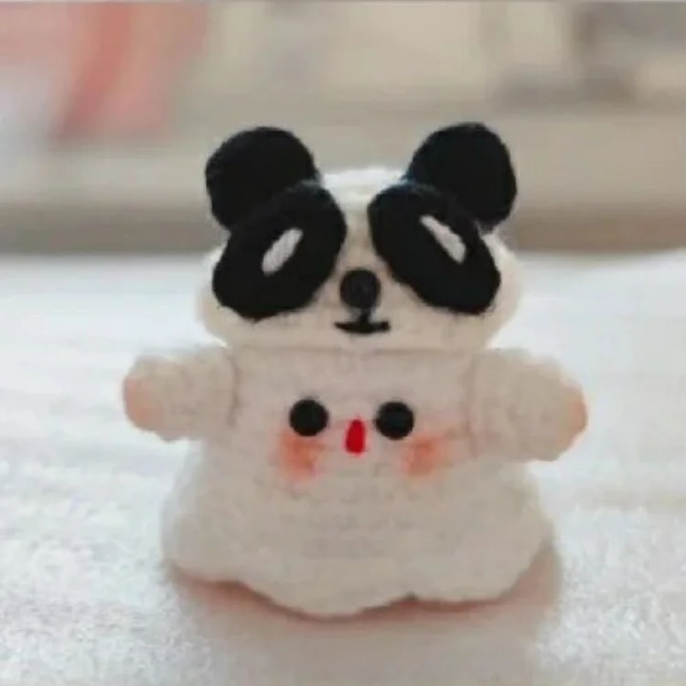 Lulusnow Handmade White Black Halloween Amigurumi Ghost Panda Hat  Crochet Key Pendant Bag Accessories Key Pendant