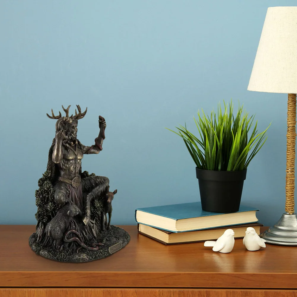 Resin Cernunnos Horned Animal God Statue Figurine Garden Home God Sculpture