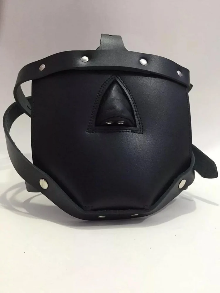 pornhint Pornhint Genuine Leather Bondage Padded Face Muzzle Locking Head Harness Adjustable Strap Anniversary Gift Mature deepthroat trainer