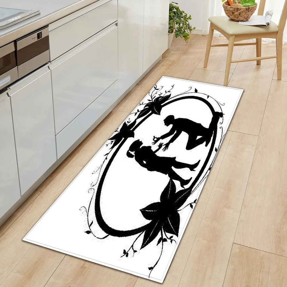 Modern Kitchen floor mat Strip Bathroom Entrance Porch Door Mat Bedroom Living Room Bedside Carpet Valentine Pattern