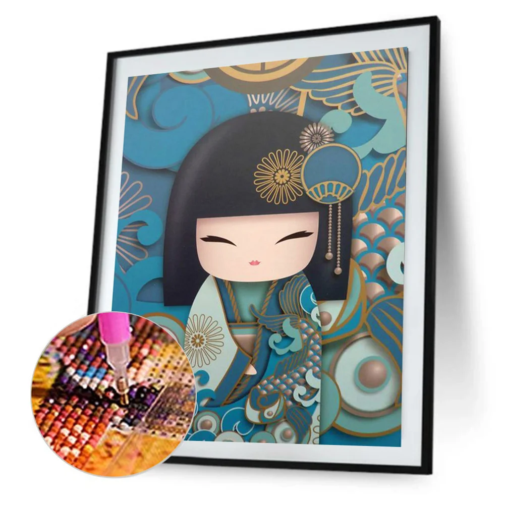 Diamond Painting - Full Round Drill - Kokeshi Doll(30*40cm)