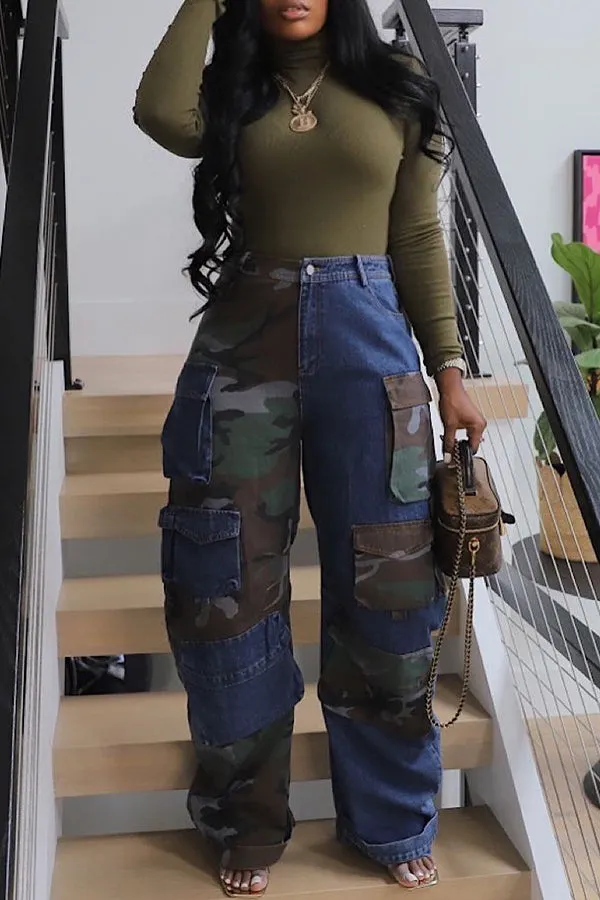 Camouflage Cargo Jeans with Pockets main image 0