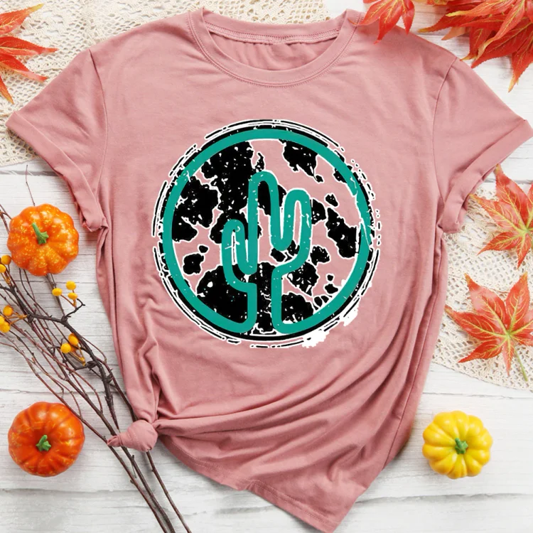 PSL-Nature Lover-Western Cow Cactus Leopard T-Shirt-012170