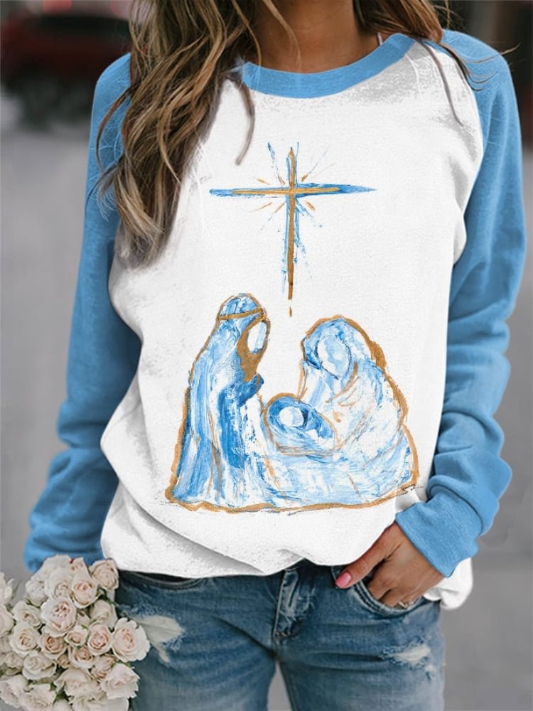 VChics Christmas The True Story Nativity Sweatshirt