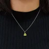  1.3ct Trillion Natural Peridot 18K Yellow Gold Pendant Necklace 