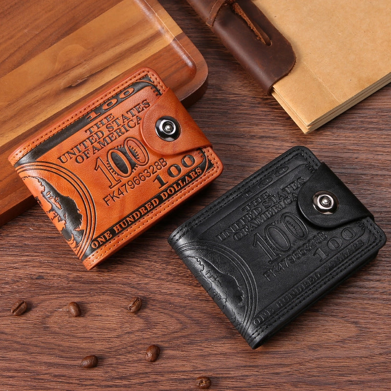 Men's Solid Color Pu Leather Buckle Small Wallets