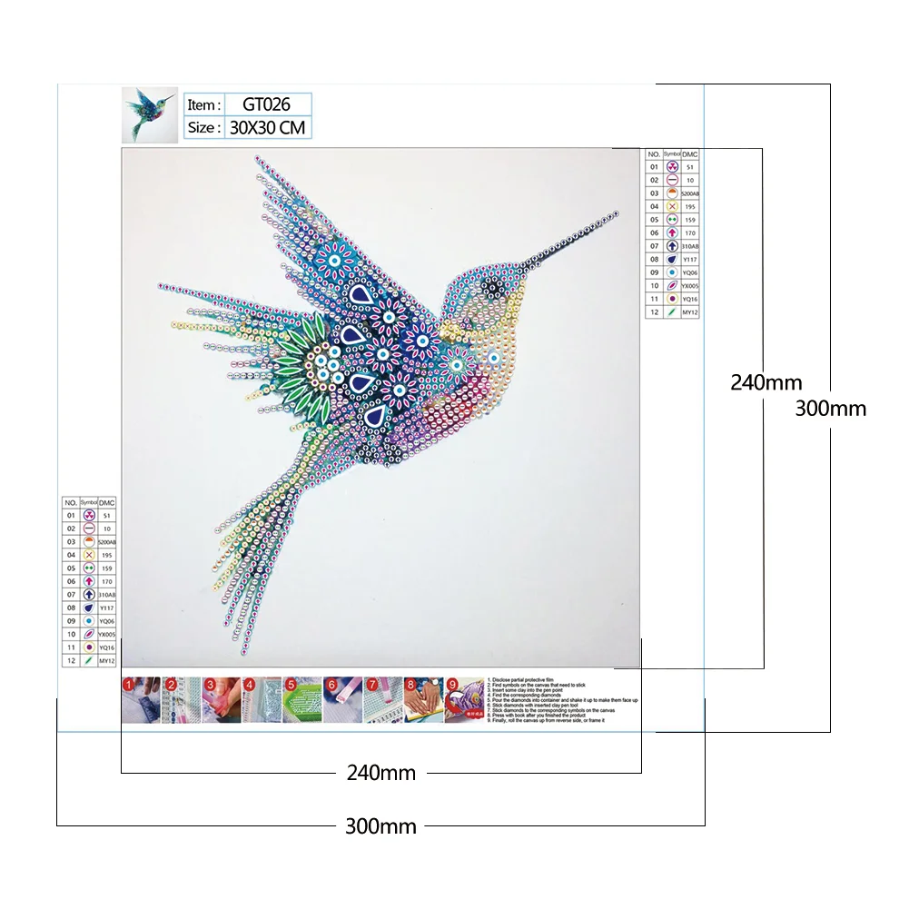Diamond Painting - Partial Special Shaped Drill - Hummingbird(30*30cm)