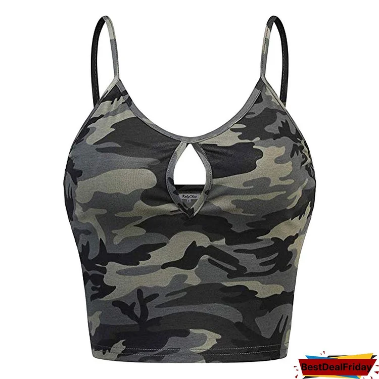 Women Tank Top Tummy Control Sleeveless O-Neck Casual Camouflage Print Vest Cami Tank Top Camiseta Ajustada Mujer Langerie Sexy