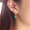 14K Yellow Gold Heart Cut Colombian Lab Emerald Bezel Setting Hoop Earrings with Black Rhodium Plated