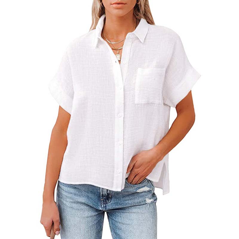 New Women Cotton Linen Single-breasted Casual Shirts