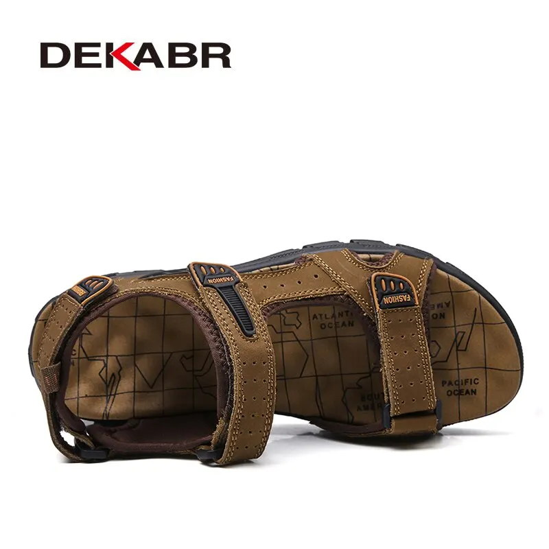 DEKABR Brand Classic Mens Sandals Summer Genuine Leather Sandals Men Outdoor Casual Lightweight Sandal Fashion Shoes For Men