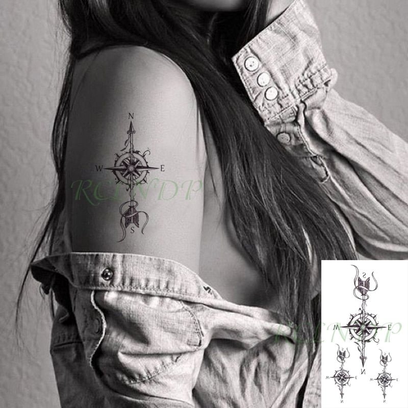 Waterproof Temporary Tattoo Sticker Feather Arrow Compass Element Fake Tatto Flash Tatoo Small Body Art for Kids Men Women