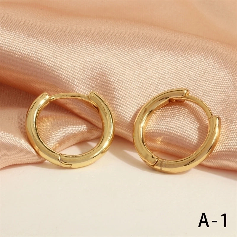 1 Pair Minimalist U Shape Round Plating Copper 18k Gold Plated Hoop Earrings