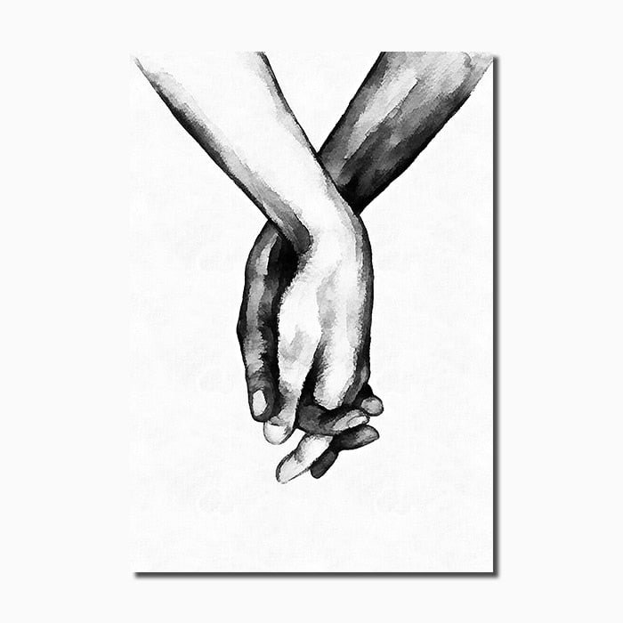 Nordic Poster Black And White Holding Hands Canvas Wall Art Print Love Quotes Home Painting Decorative Pictures for Living Room