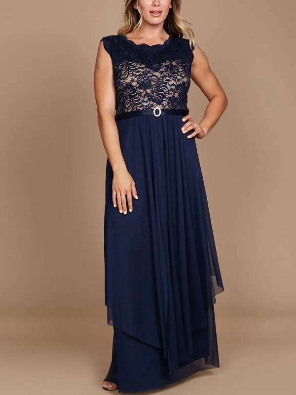Round neck sleeveless elegant wedding ladies dress