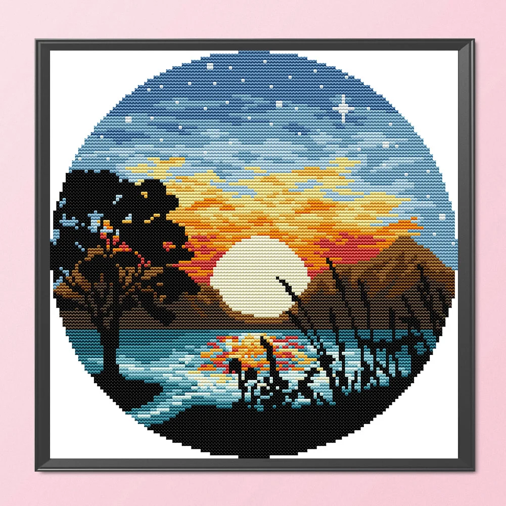 14CT Partial Printed Cross Stitch - Sunset(31*31cm)