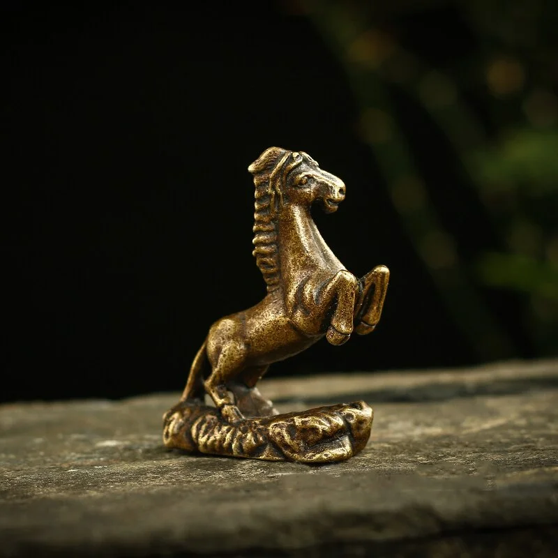 Pure Copper Solid Lucky Running Horse Figurines Miniatures Table Ornament Decoration Antique Bronze Animal Sculpture Crafts Home