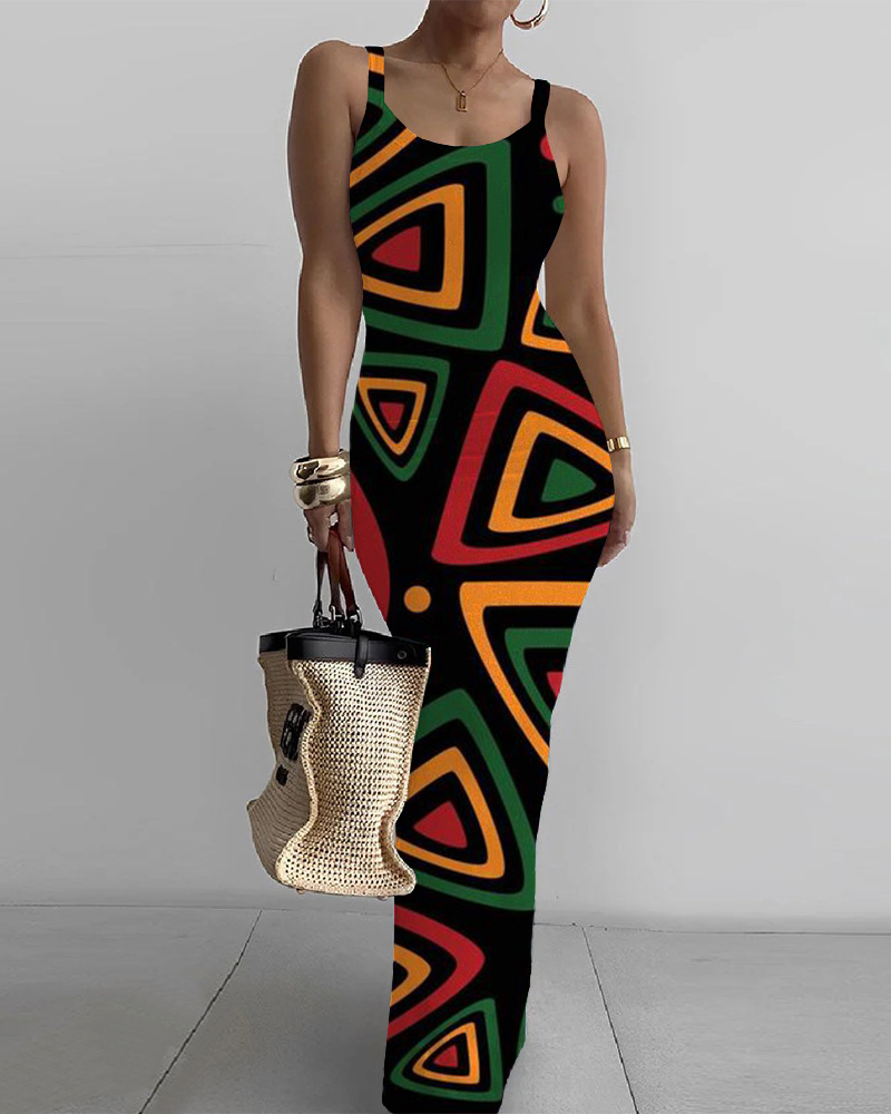 Black History Month Geometric Triangle Bodycon Cami Dress