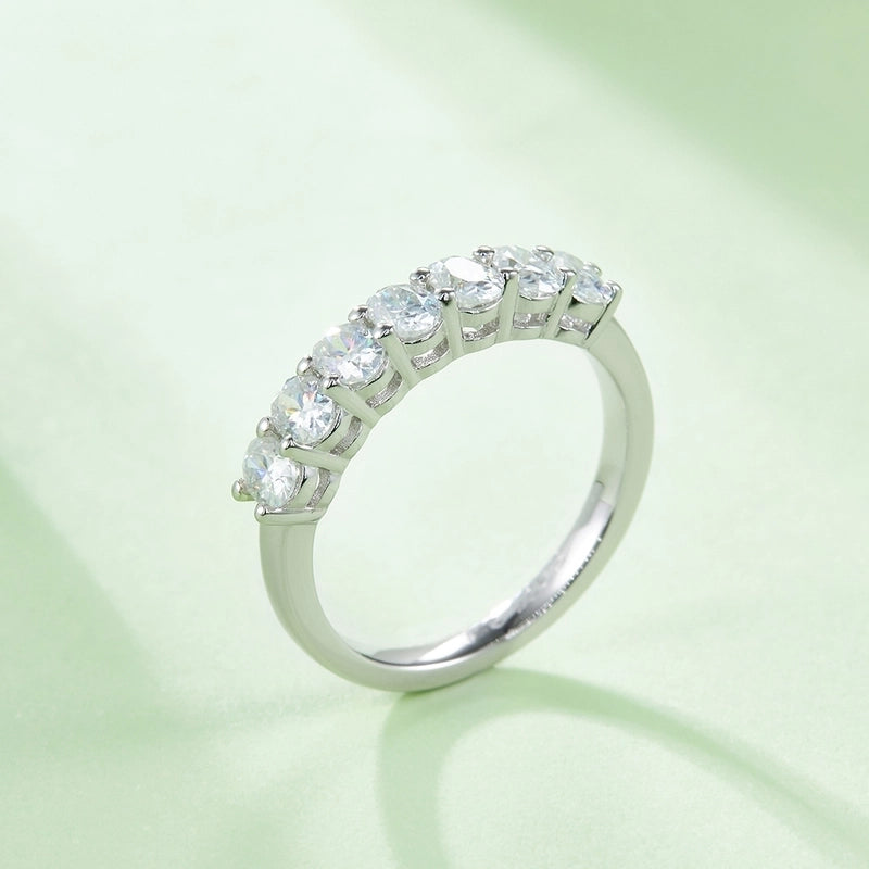 2.1 Round Brilliant 18K Gold Plated Moissanite Rings Oval Colorless(DEF) VVS1-VVS2