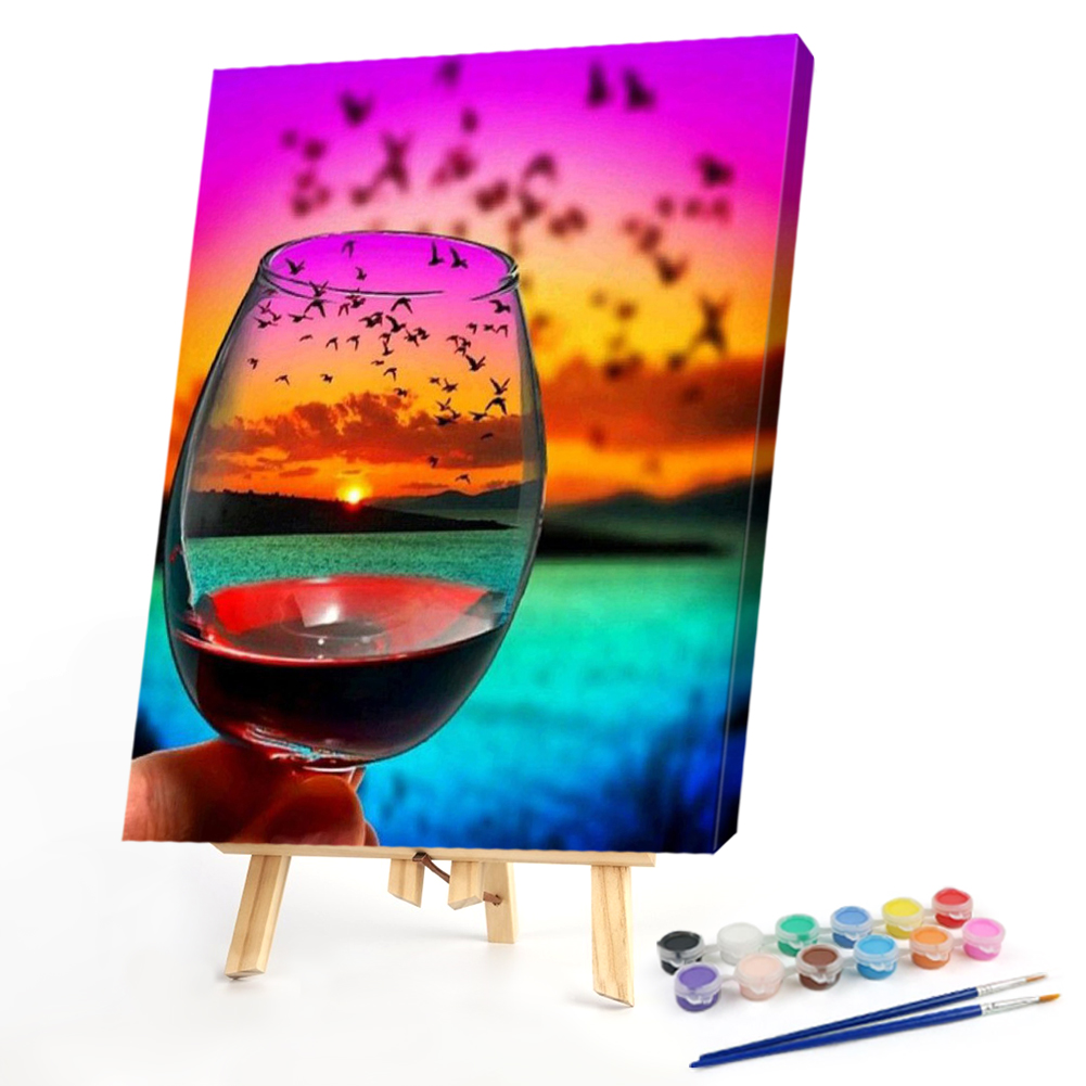 

40*50CM - Paint By Numbers - Glass And Sunset, 501 Original