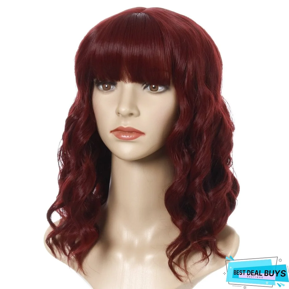 European and American Short Curly Hair with Bangs and Chemical Fiber Headgear
