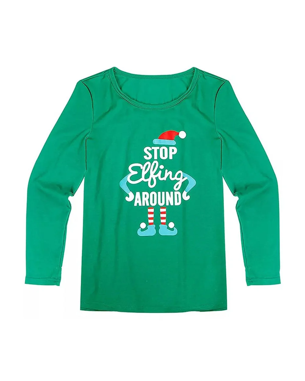 Green Santa Red Striped Christmas Pajamas