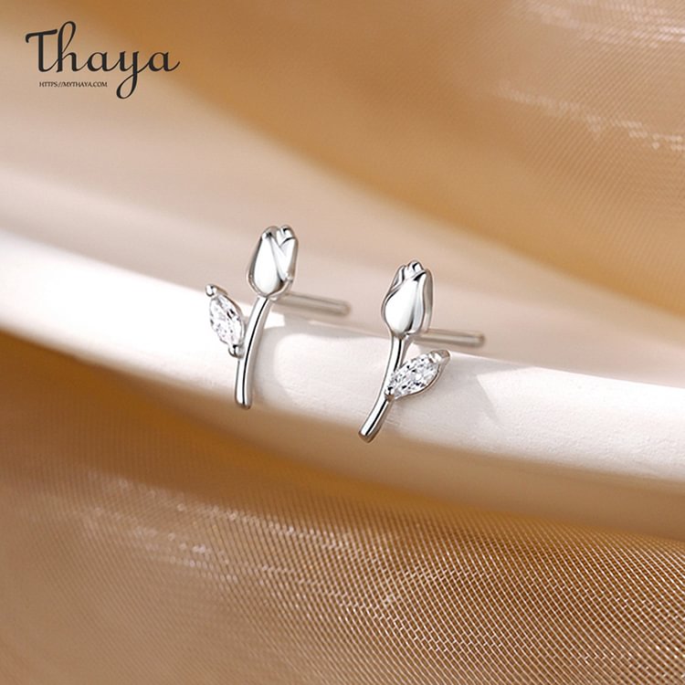 Thaya925 Silver Tulip Stud Earrings