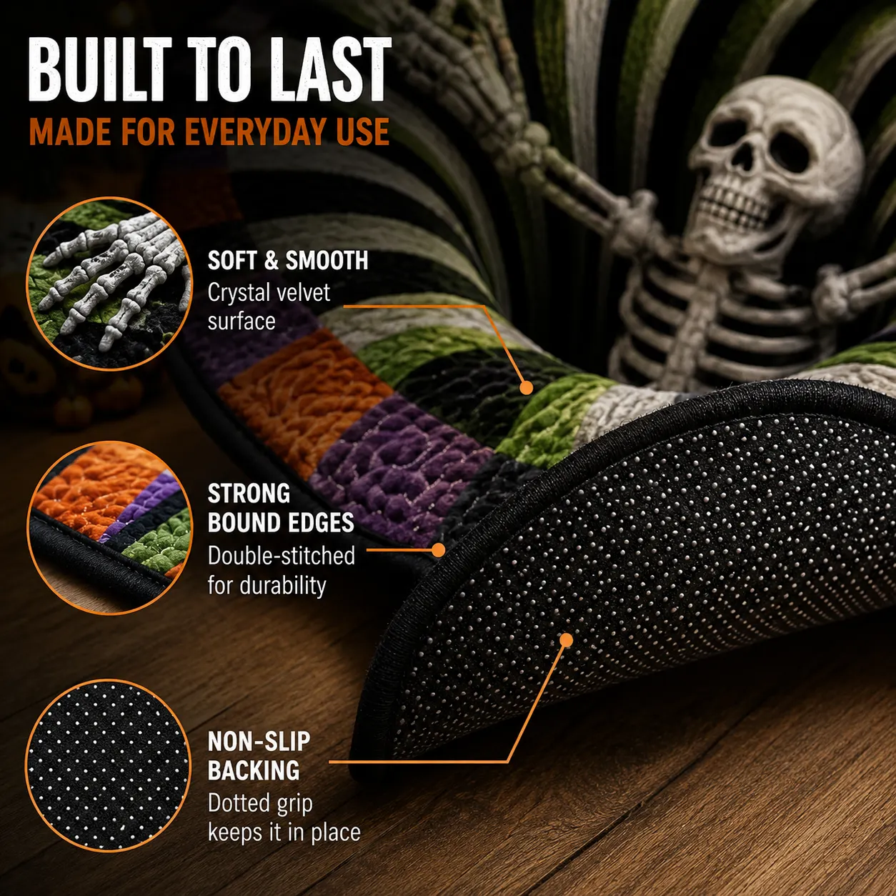 Dotted anti-slip backing floor grip texture