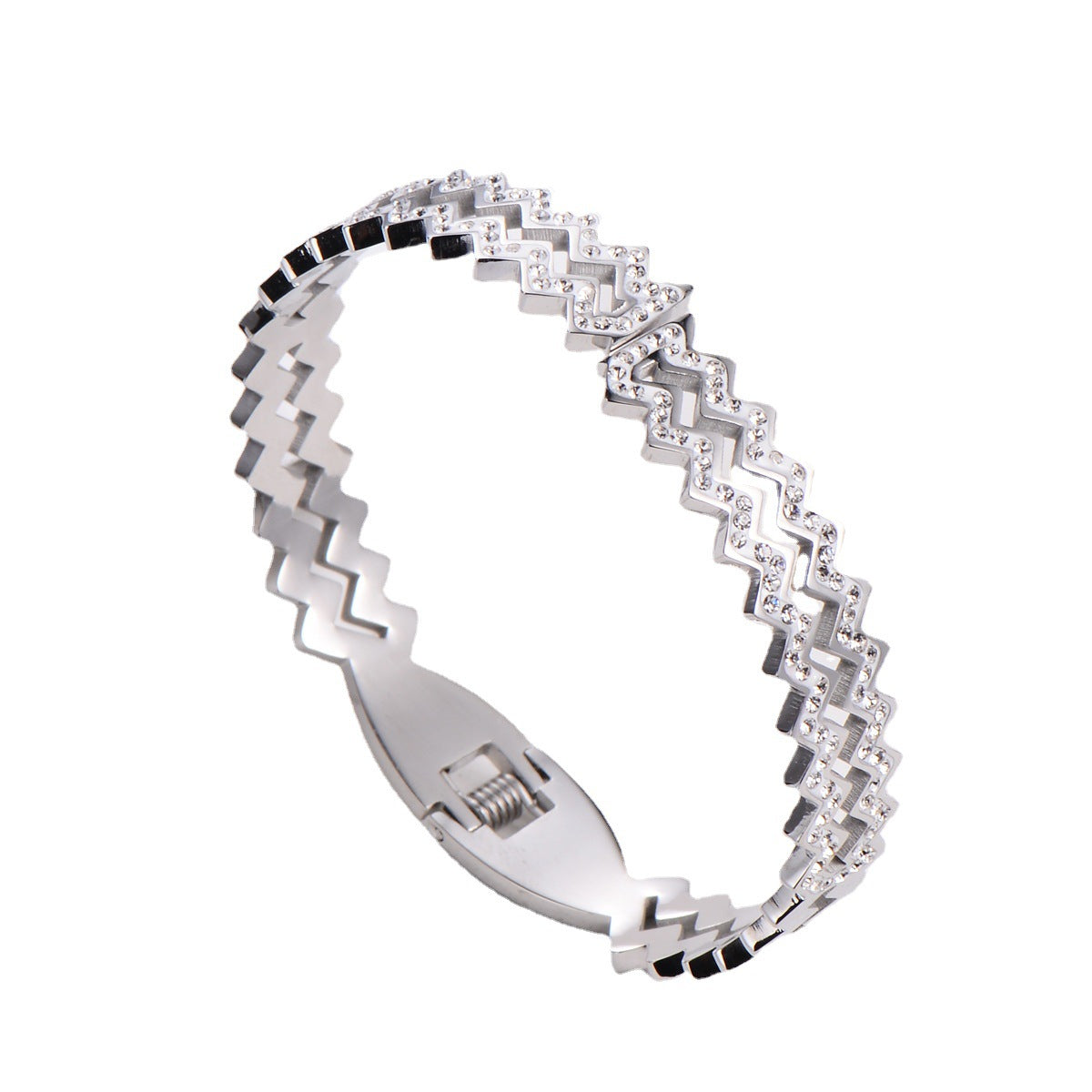 Natural Women Stripe Metal Diamond Wave Diamond Bangles